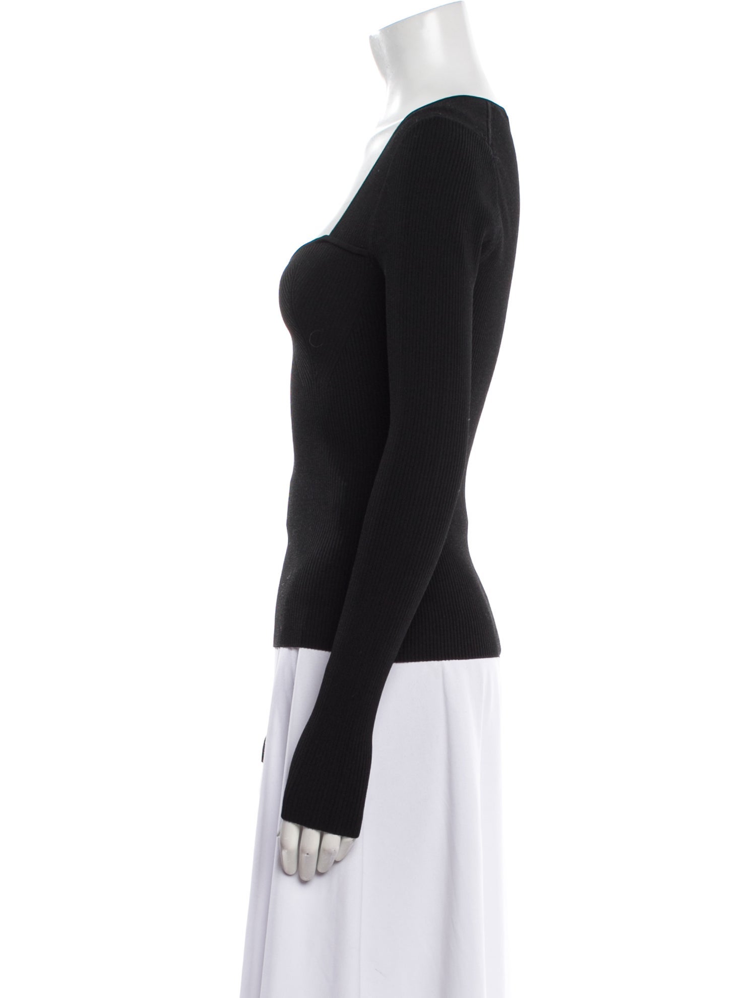 Veronica Beard Square Neckline Long Sleeve Top