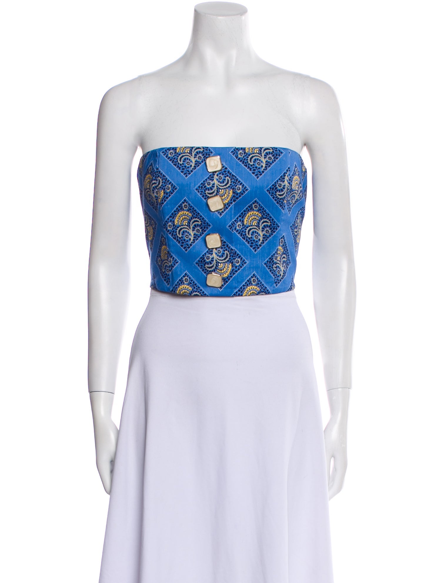 Veronica Beard Printed Strapless Crop Top