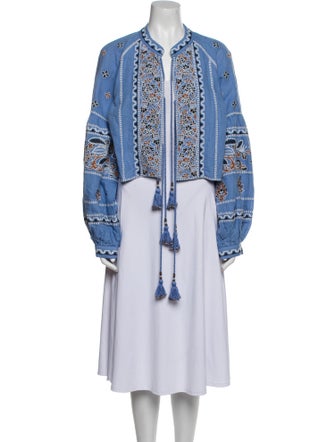 Veronica Beard Linen Printed Evening Jacket