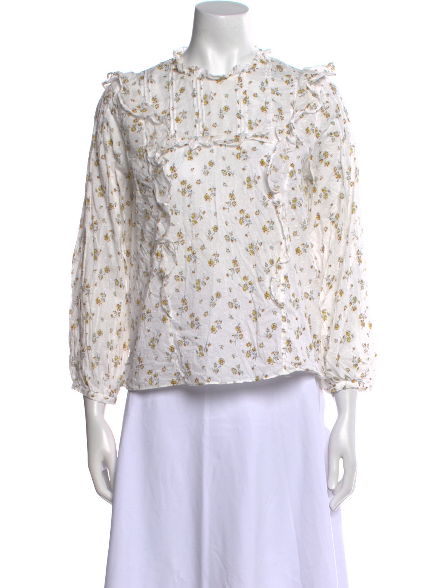 Veronica Beard Floral Print Mock Neck Blouse