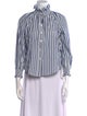 Veronica Beard Striped Mock Neck Button-Up Top