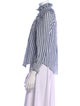 Veronica Beard Striped Mock Neck Button-Up Top