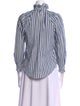 Veronica Beard Striped Mock Neck Button-Up Top