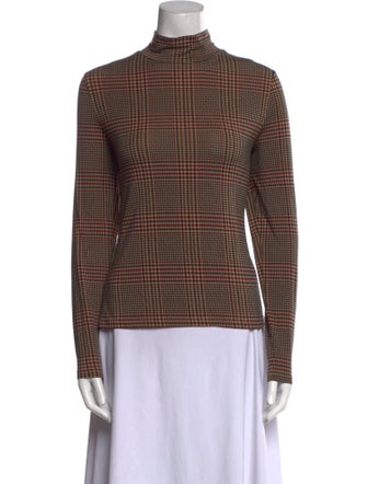Veronica Beard Houndstooth Print Turtleneck Top