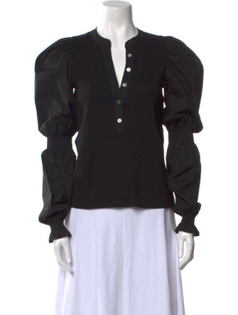 Veronica Beard V-Neck Long Sleeve Blouse