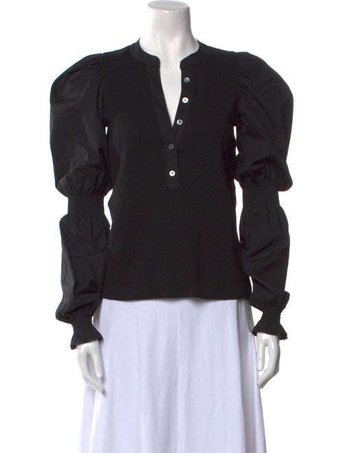 Veronica Beard V-Neck Long Sleeve Blouse