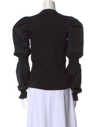 Veronica Beard V-Neck Long Sleeve Blouse