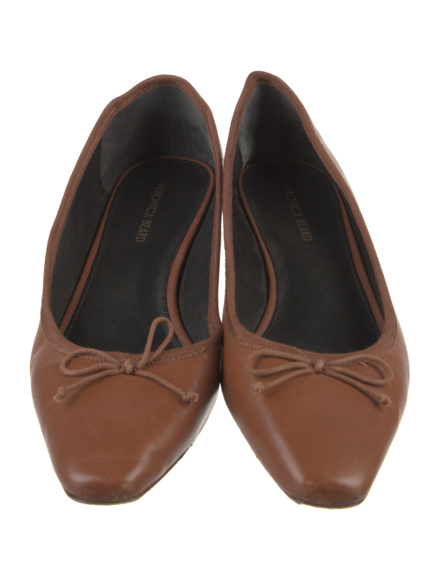 Veronica Beard Leather Bow Accents Ballet Flats