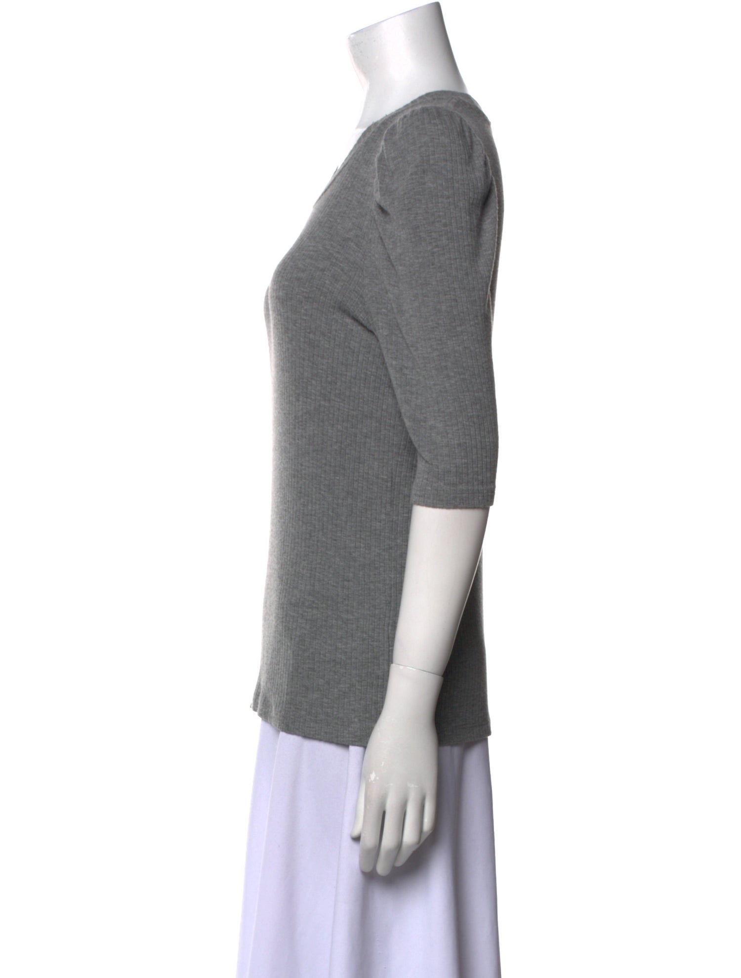 Veronica Beard Scoop Neck Three-Quarter Sleeve T-Shirt