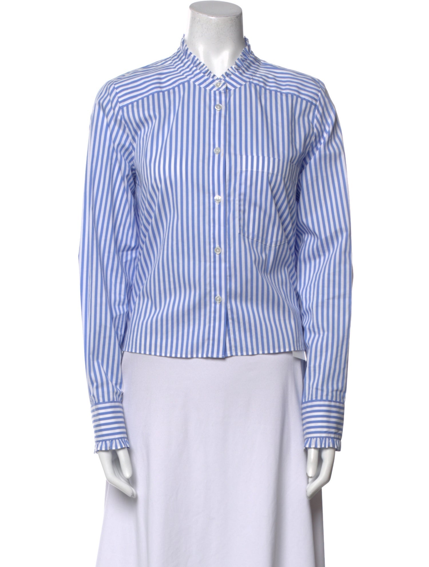 Veronica Beard Striped Long Sleeve Button-Up Top