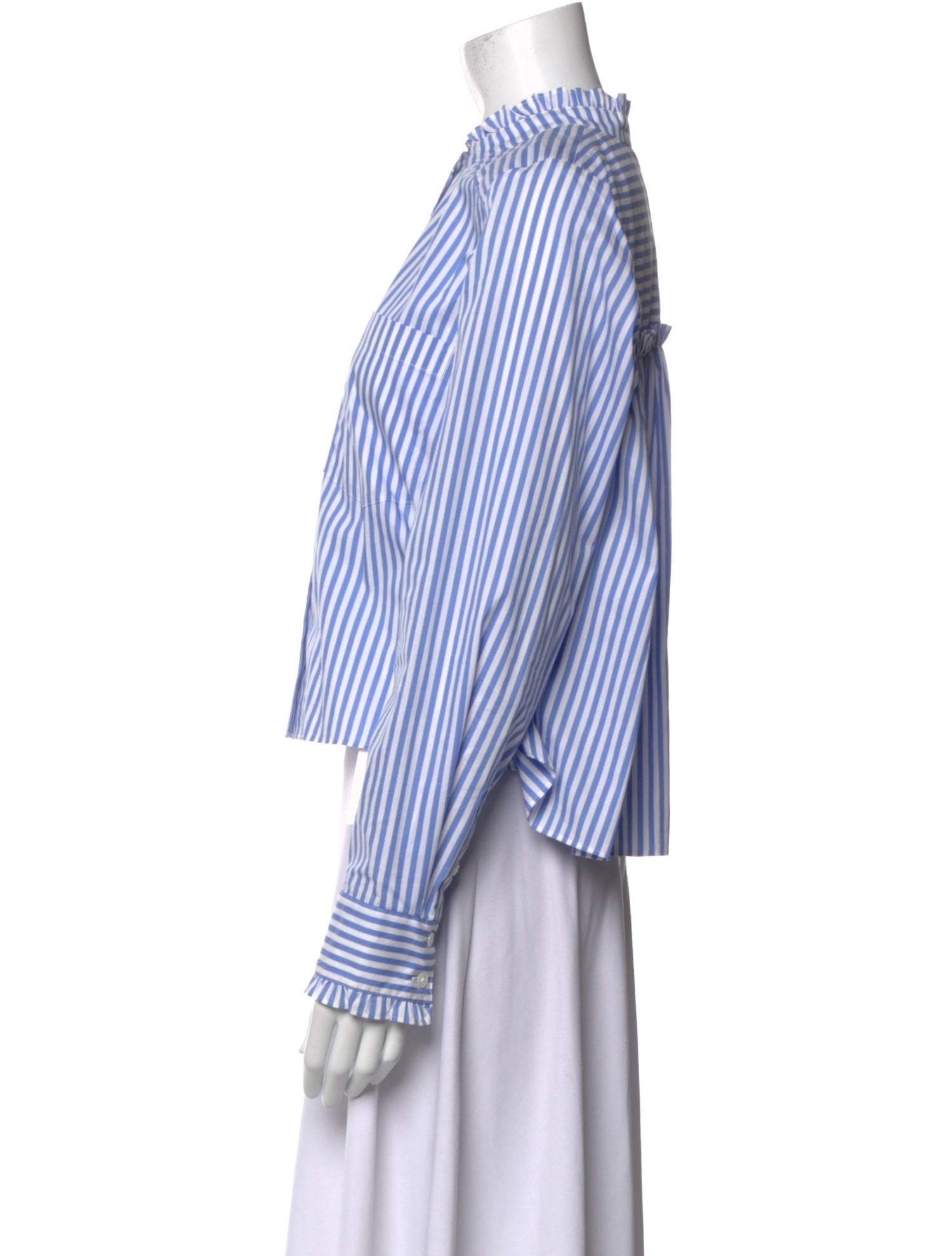Veronica Beard Striped Long Sleeve Button-Up Top