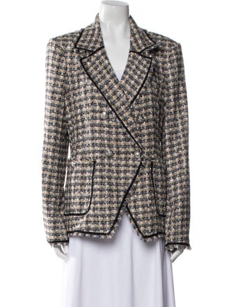 Veronica Beard Tweed Plaid Print Blazer