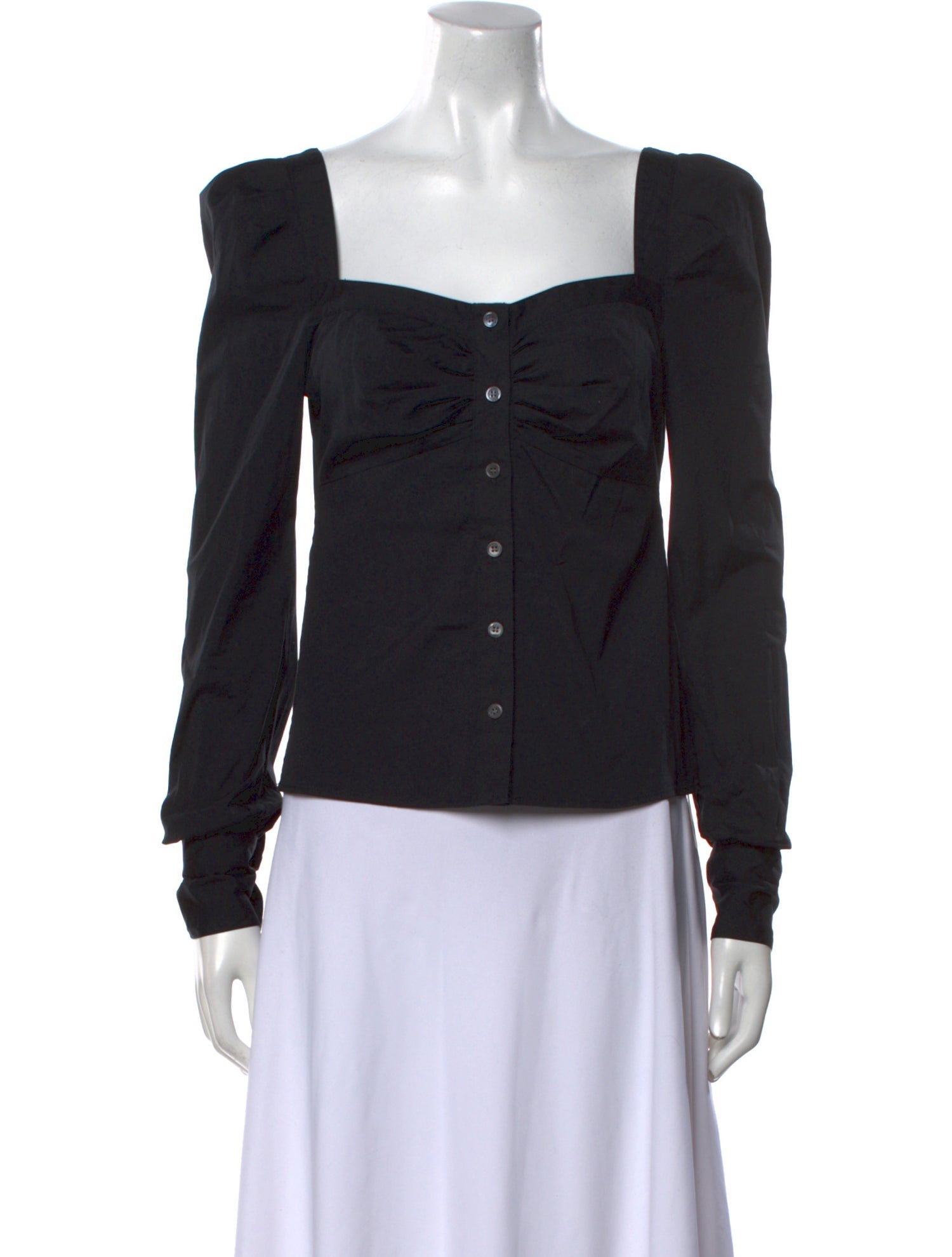 Veronica Beard Square Neckline Long Sleeve Top