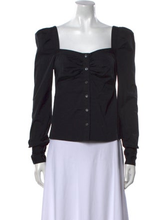 Veronica Beard Square Neckline Long Sleeve Top