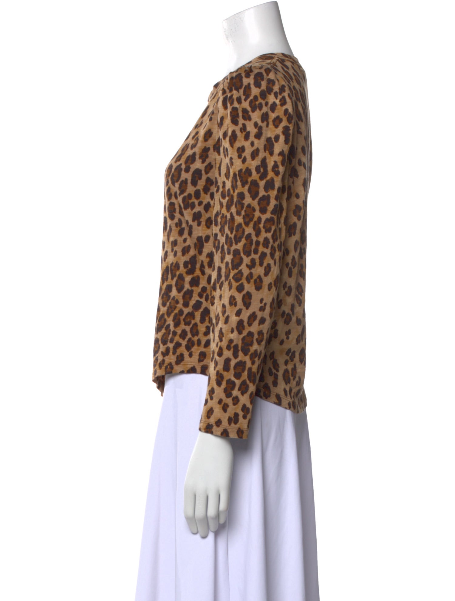 Veronica Beard Animal Print Crew Neck Blouse