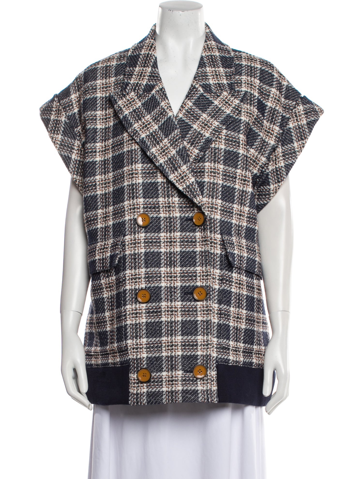 Veronica Beard Plaid Print Vest