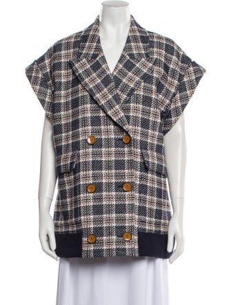 Veronica Beard Plaid Print Vest