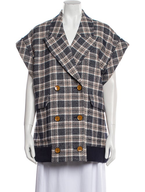 Veronica Beard Plaid Print Vest