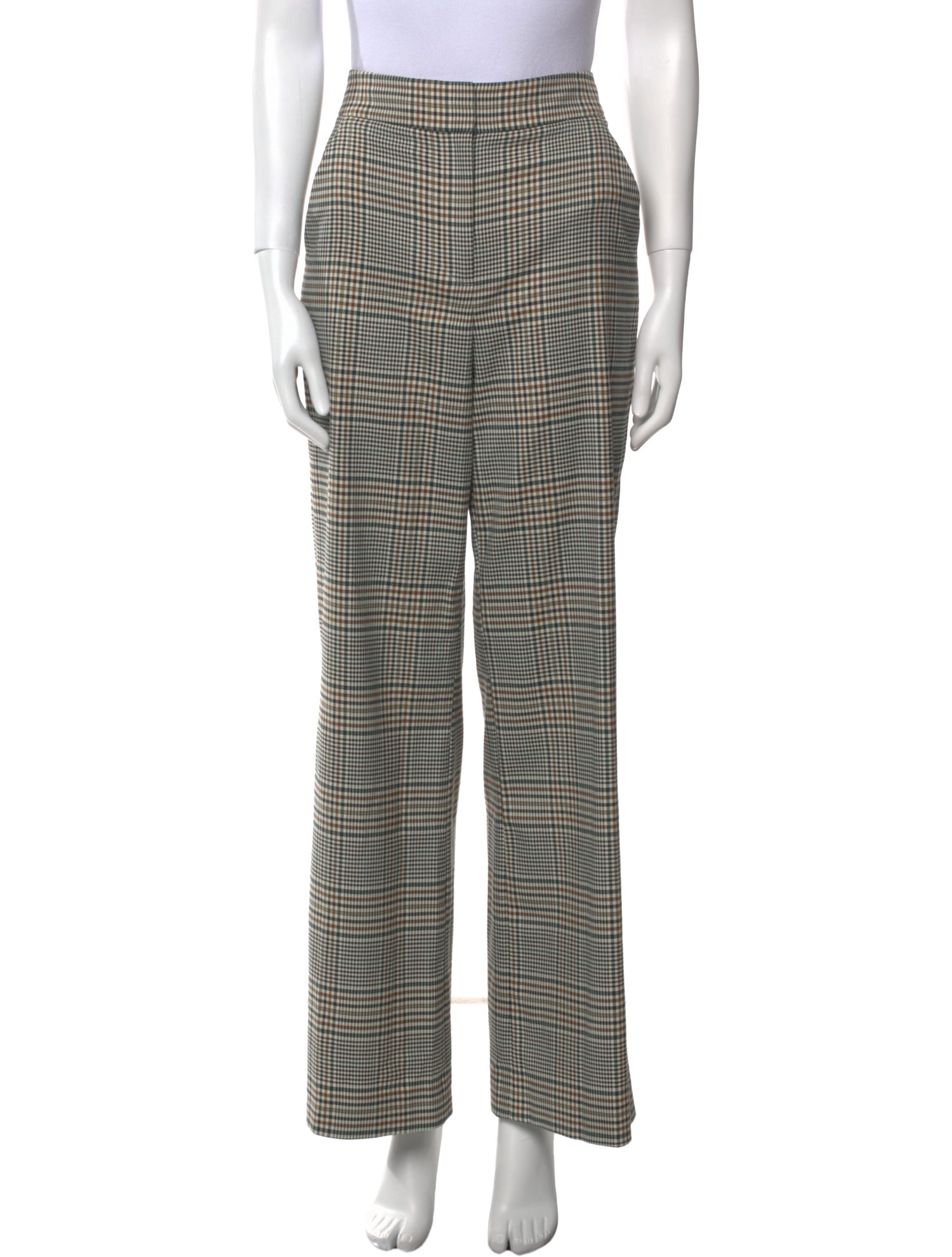 Veronica Beard Plaid Print Wide Leg Pants