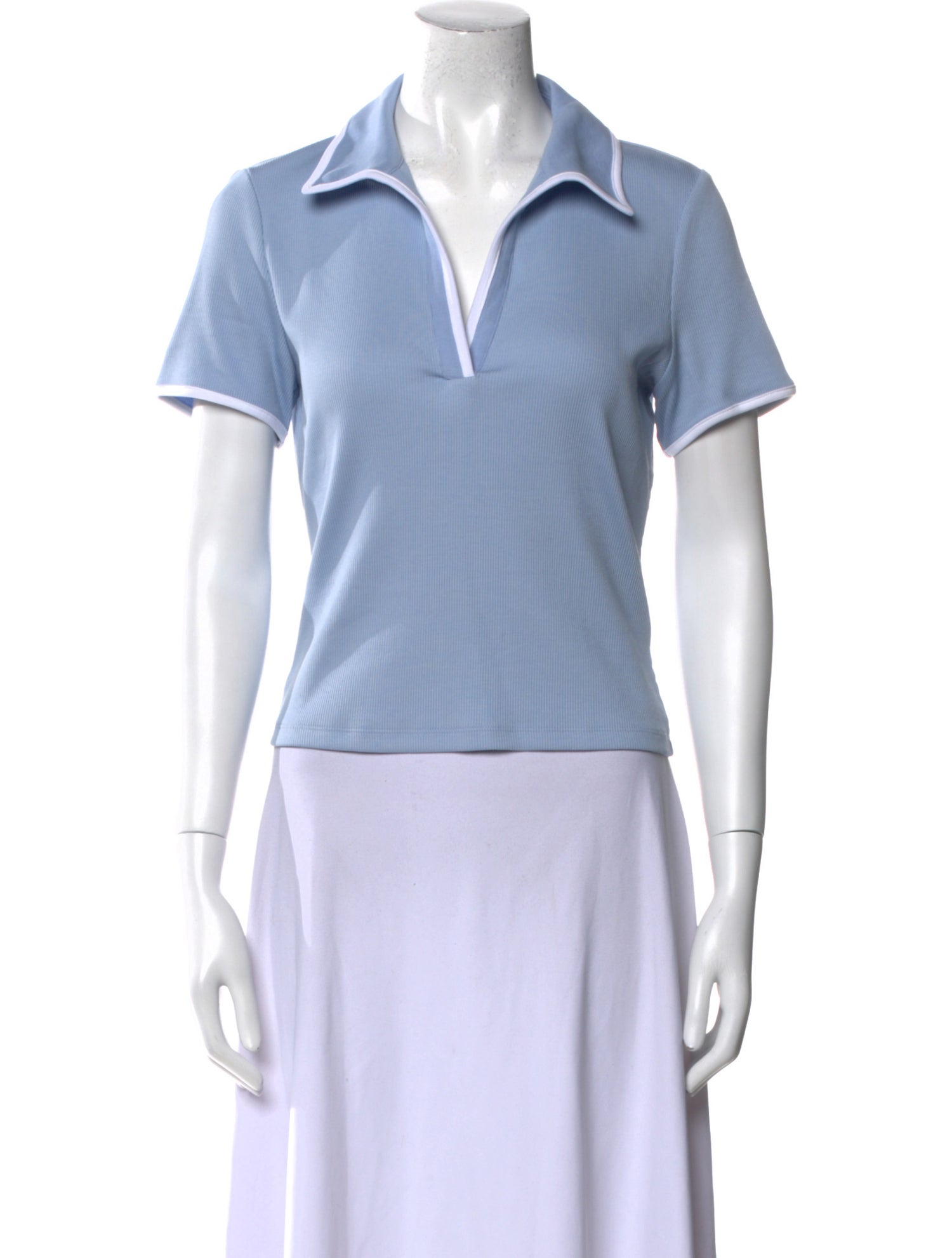 Veronica Beard V-Neck Short Sleeve Polo