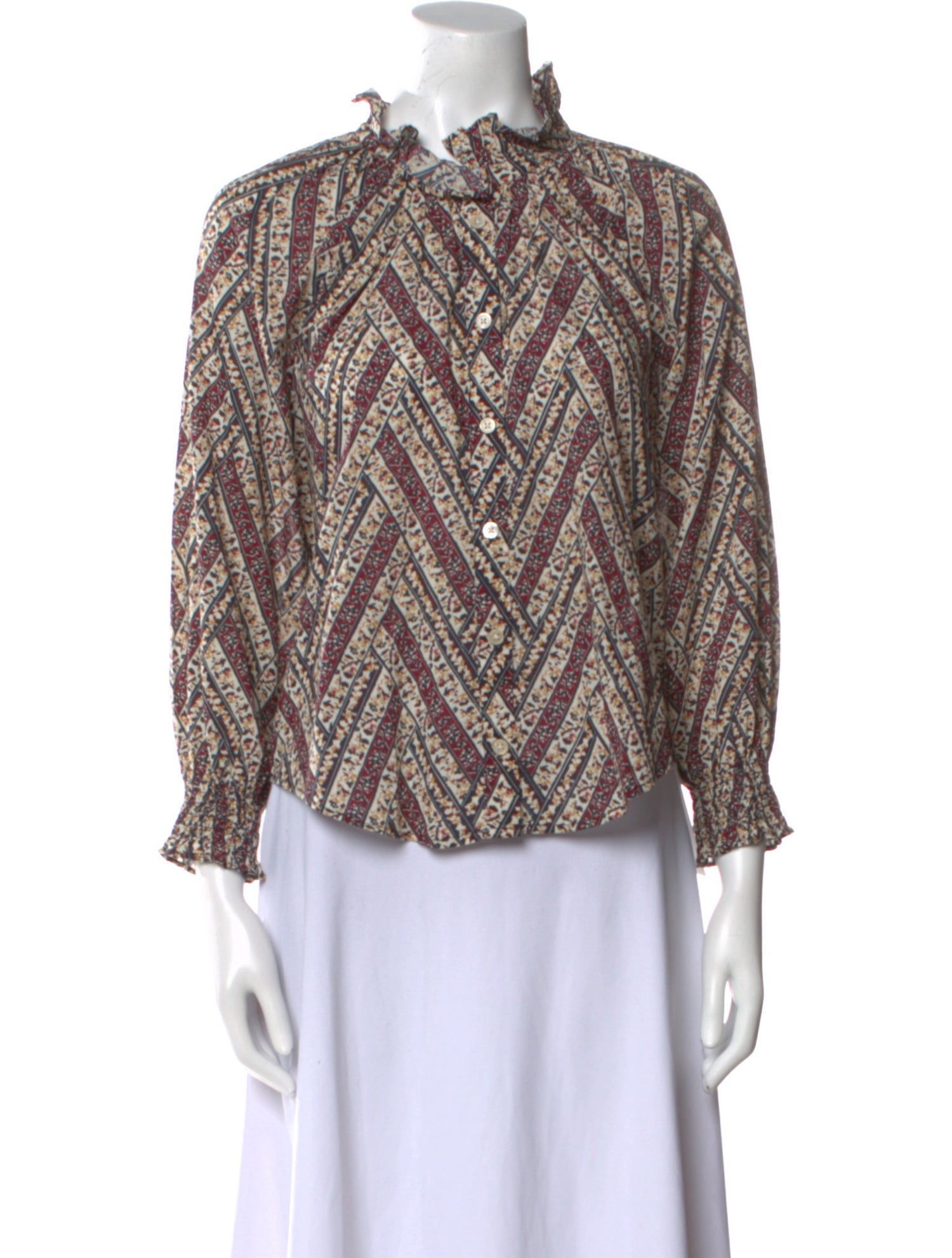 Veronica Beard Printed Mock Neck Blouse