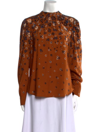 Veronica Beard Silk Floral Print Button-Up Top