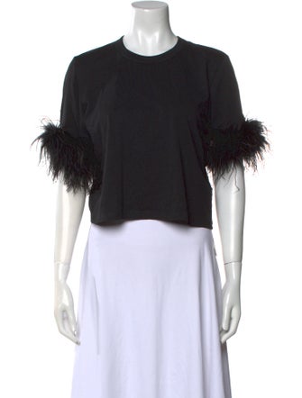 Veronica Beard Crew Neck Short Sleeve Crop Top