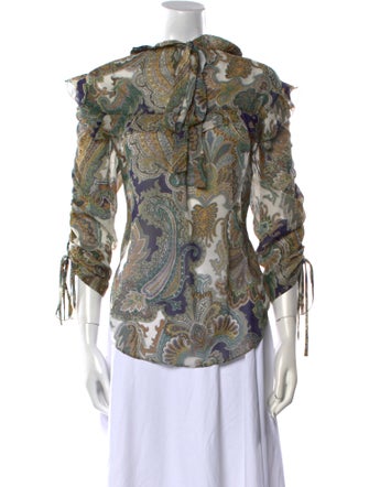 Veronica Beard Silk Paisley Print Blouse