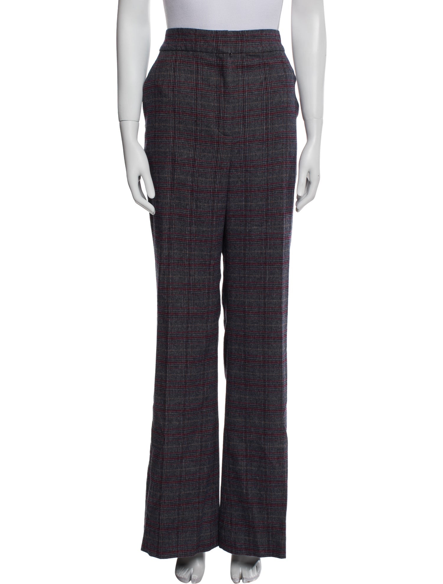 Veronica Beard Plaid Print Wide Leg Pants