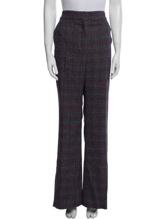 Veronica Beard Plaid Print Wide Leg Pants