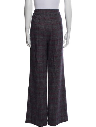 Veronica Beard Plaid Print Wide Leg Pants