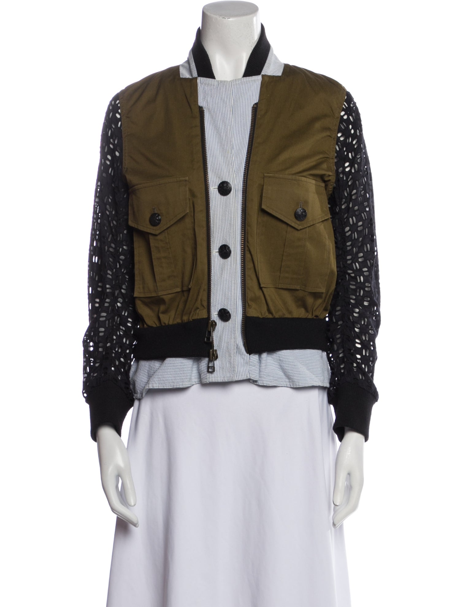 Veronica Beard Colorblock Pattern Bomber Jacket