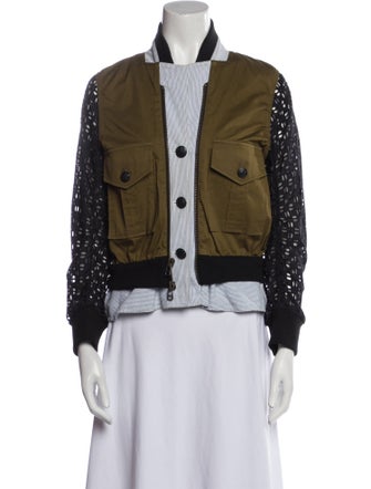 Veronica Beard Colorblock Pattern Bomber Jacket