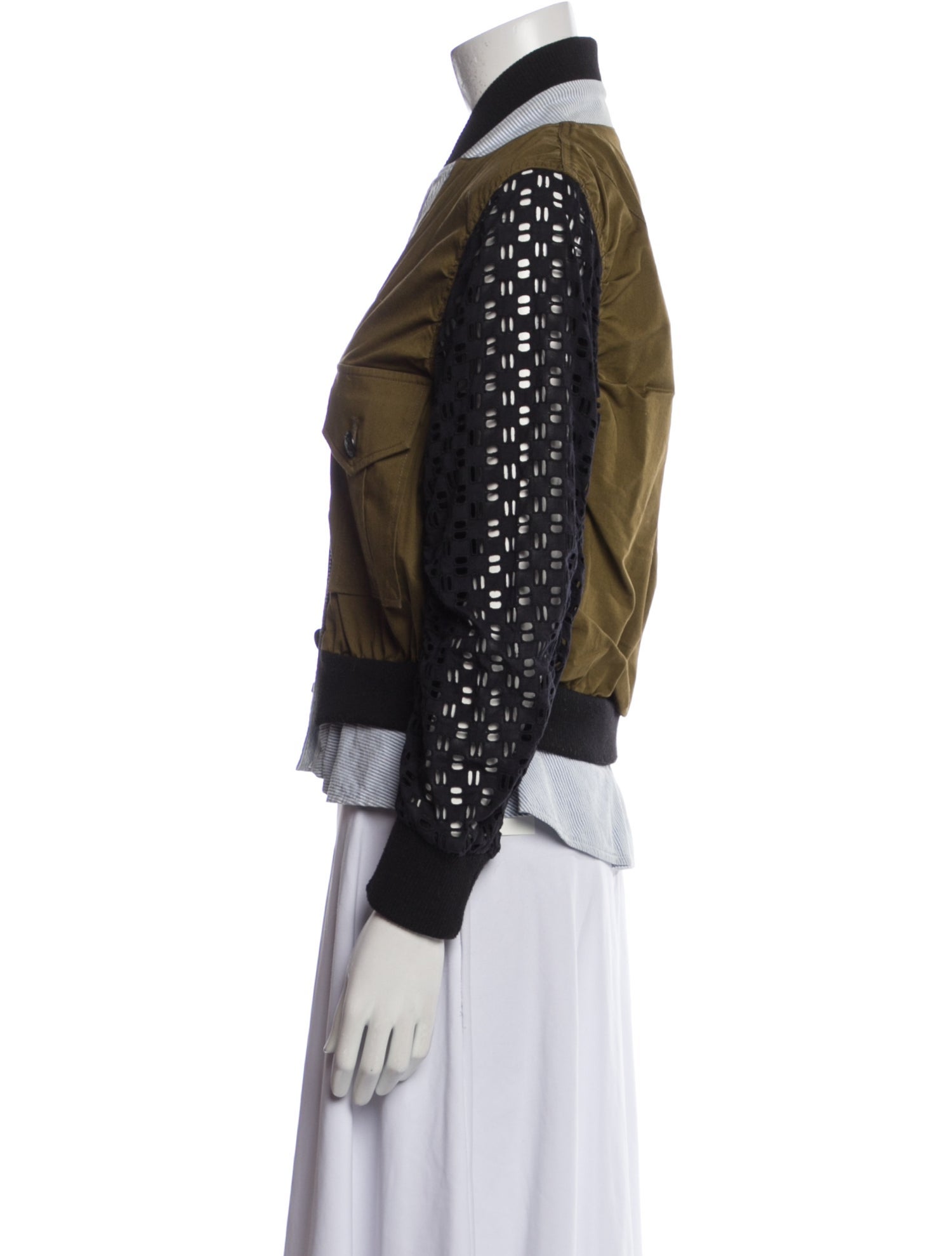 Veronica Beard Colorblock Pattern Bomber Jacket