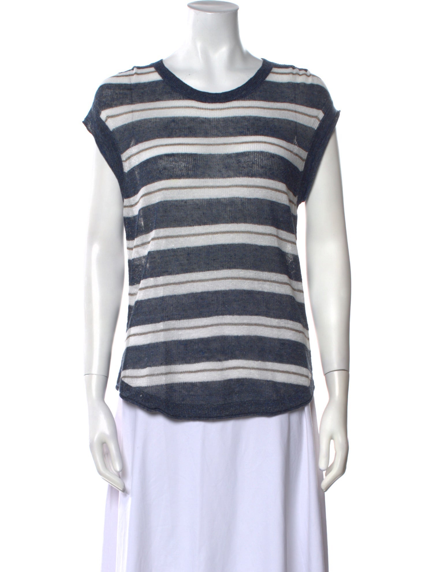 Veronica Beard Linen Striped T-Shirt