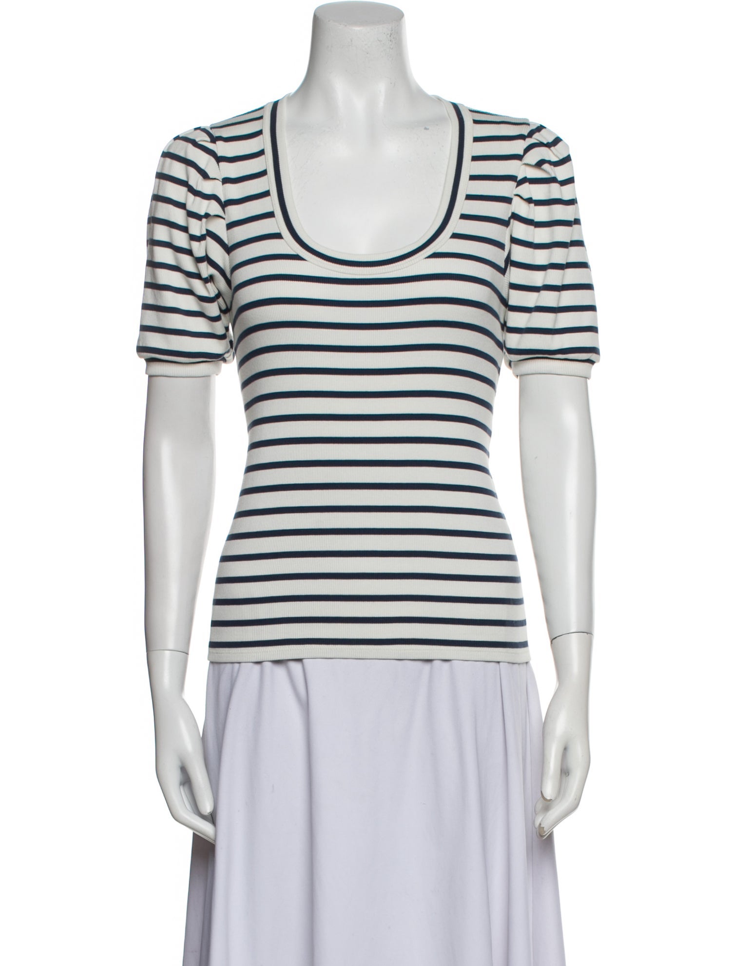 Veronica Beard Striped Scoop Neck T-Shirt