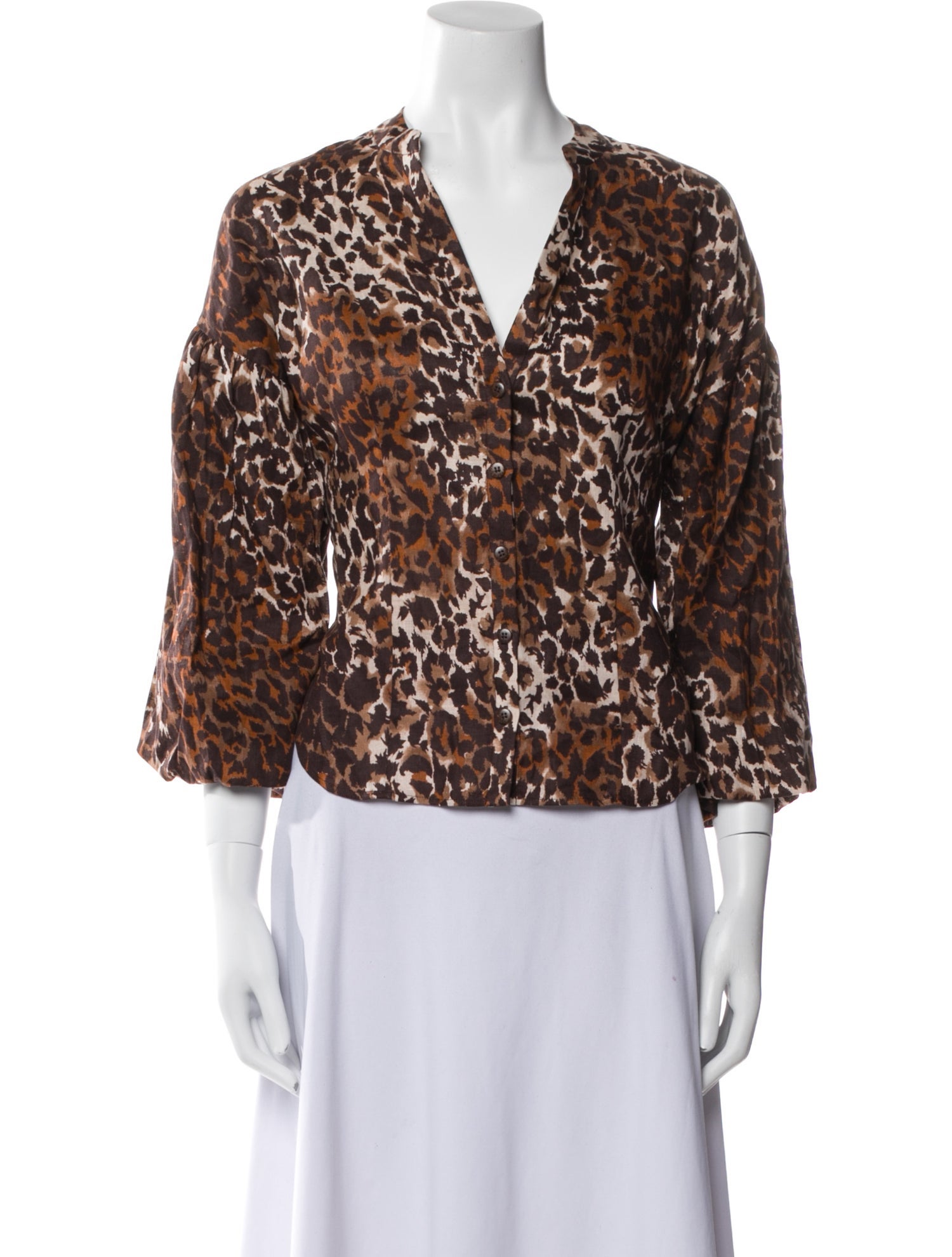 Veronica Beard Linen Animal Print Blouse w/ Tags
