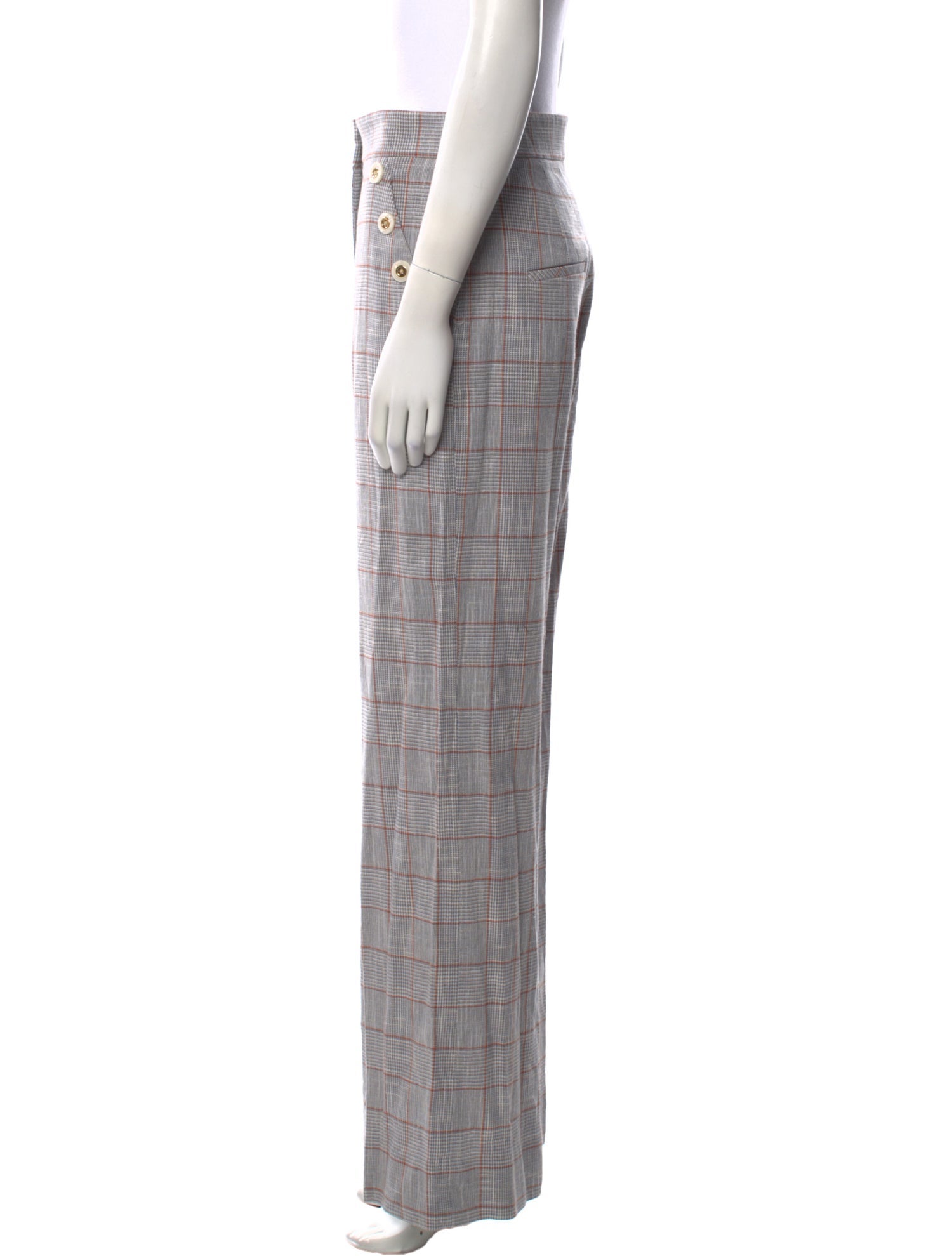 Veronica Beard Plaid Print Wide Leg Pants