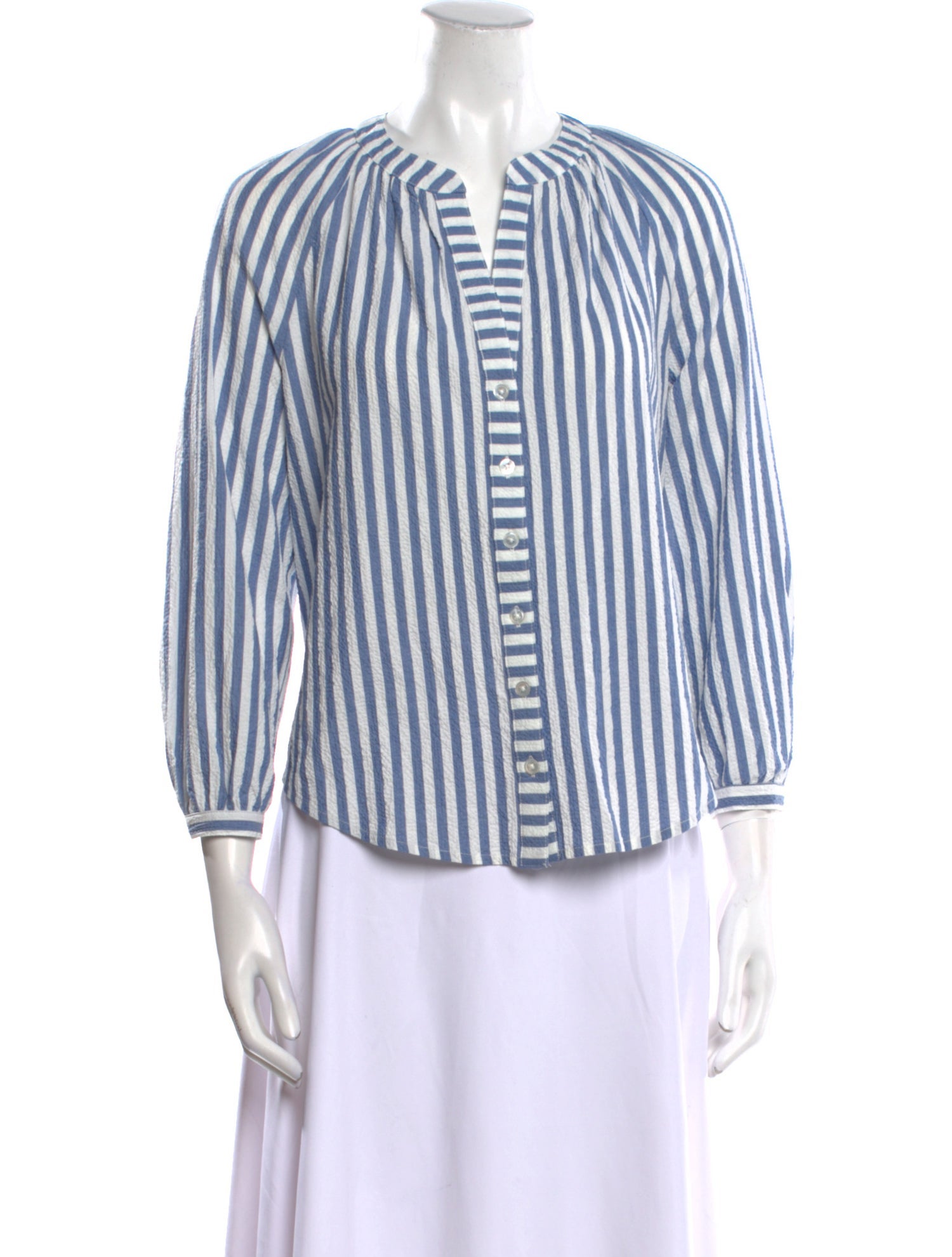 Veronica Beard Striped V-Neck Blouse