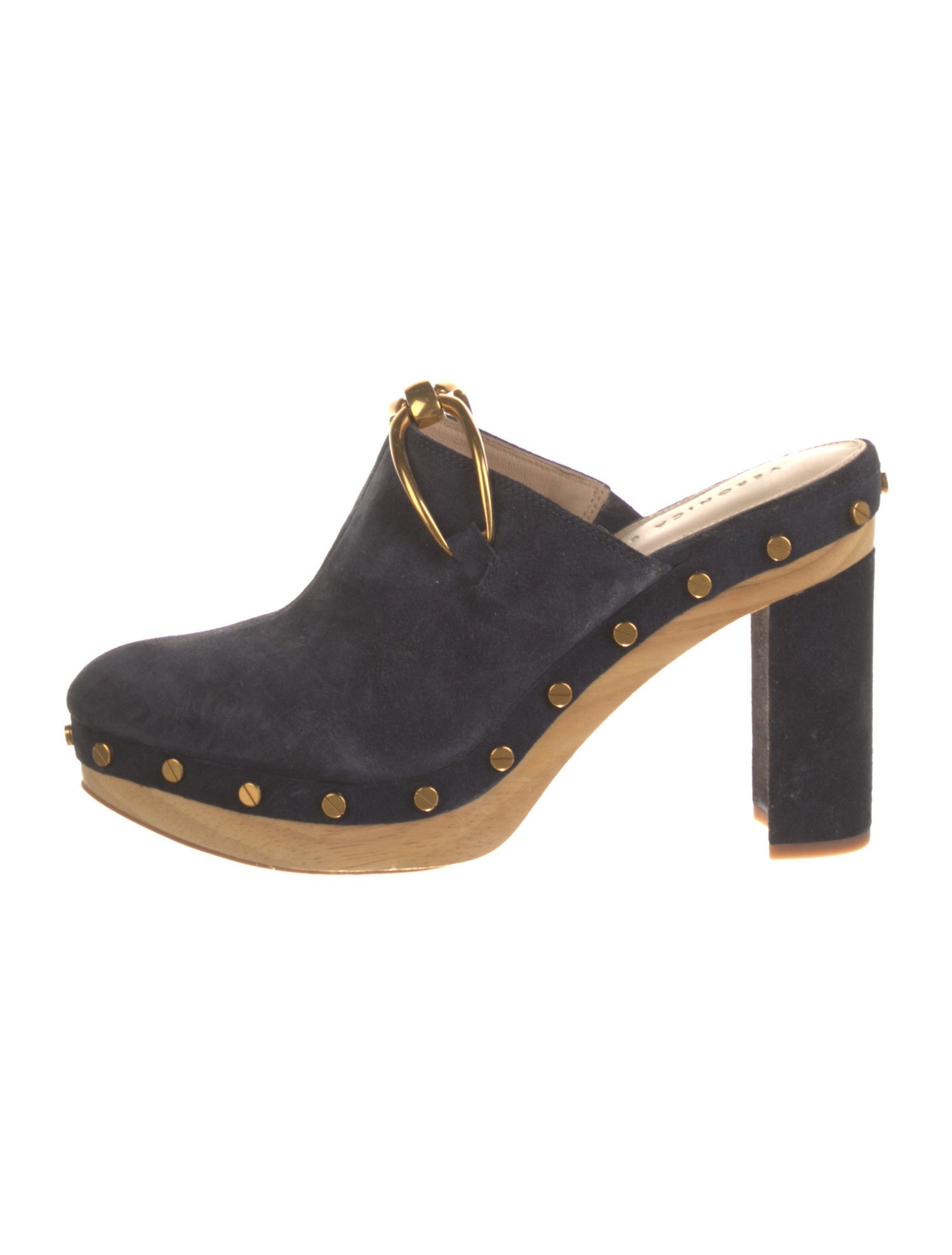 Veronica Beard Suede Studded Accents Mules