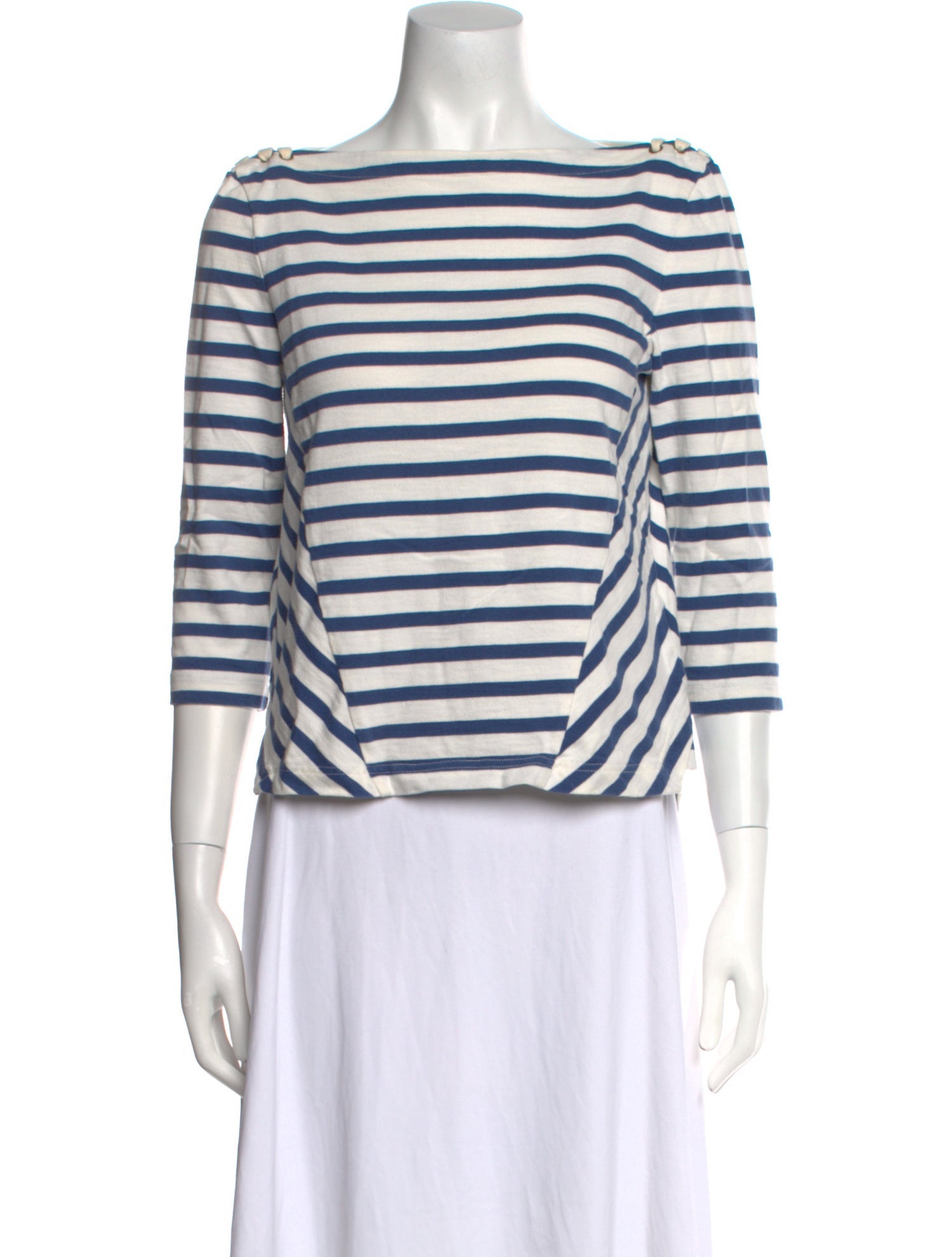 Veronica Beard Striped Bateau Neckline Crop Top