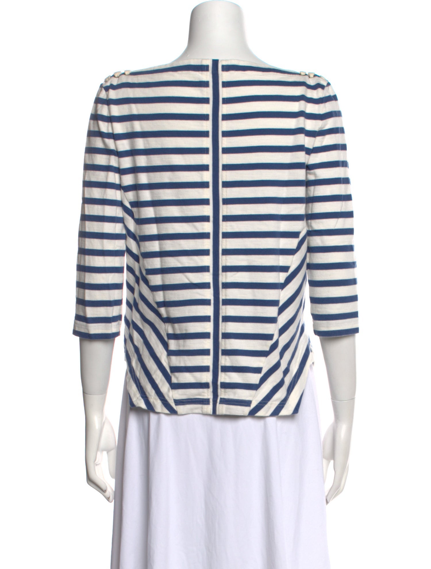 Veronica Beard Striped Bateau Neckline Crop Top