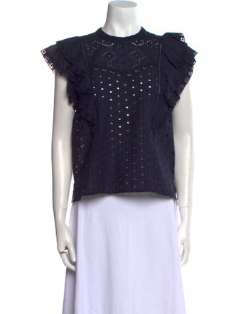 Veronica Beard Crew Neck Short Sleeve Crop Top