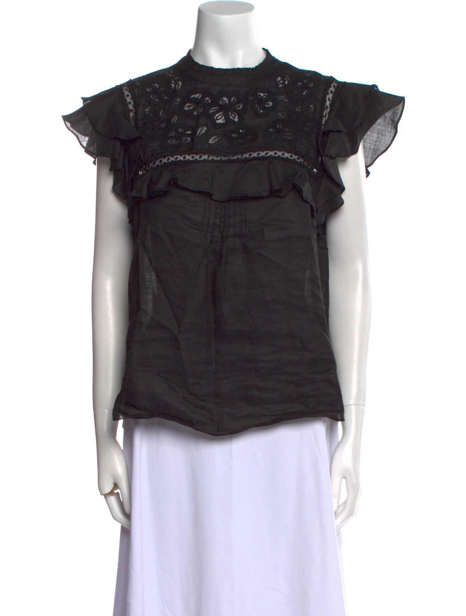 Veronica Beard Mock Neck Short Sleeve Blouse