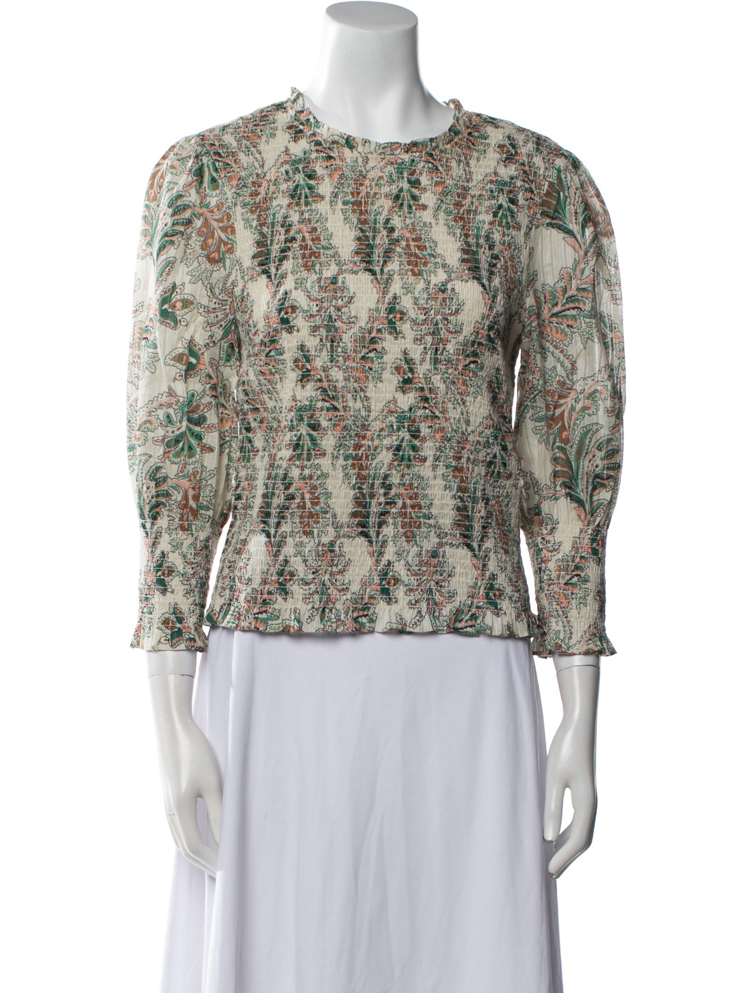 Veronica Beard Printed Crew Neck Blouse