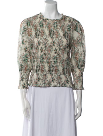 Veronica Beard Printed Crew Neck Blouse