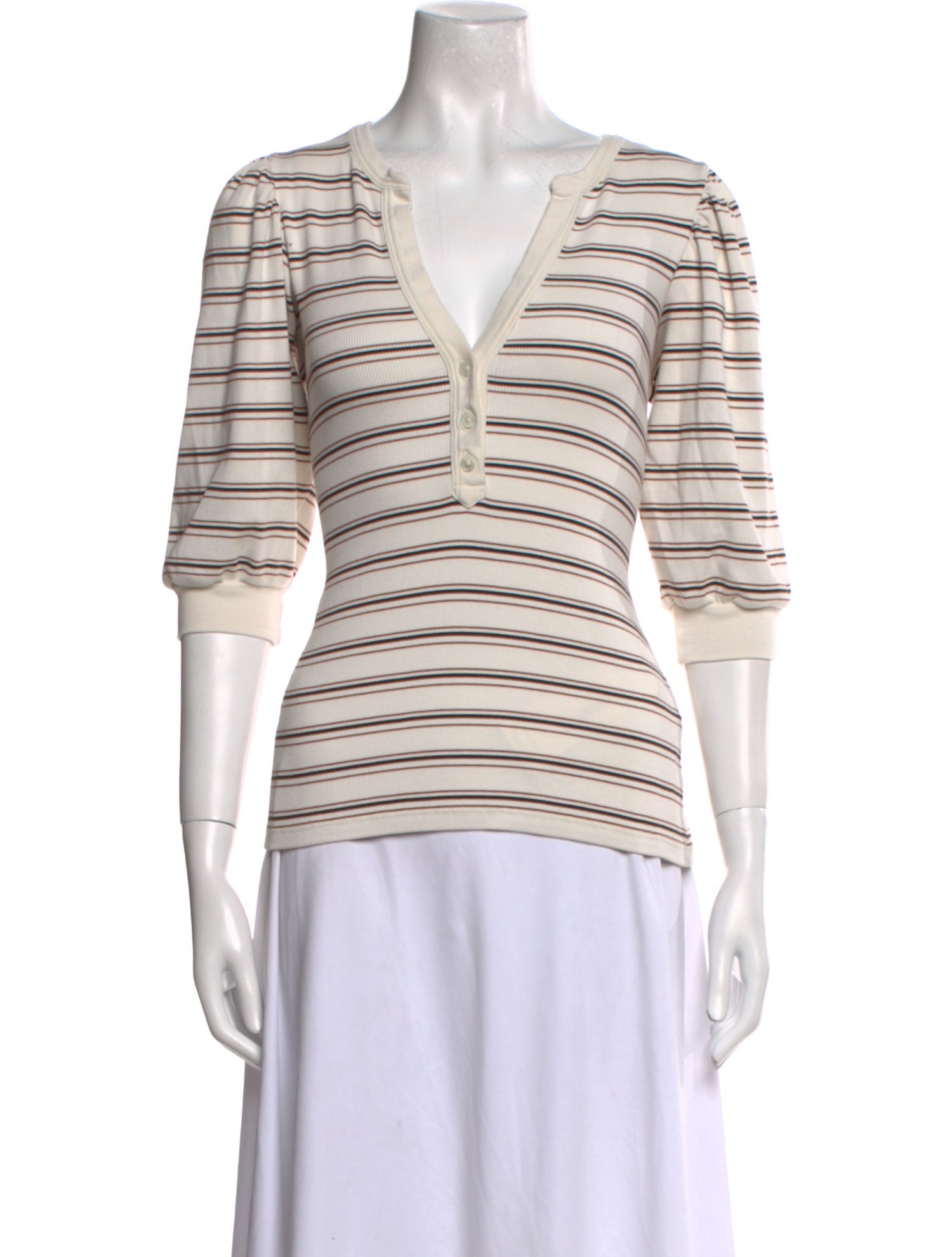 Veronica Beard Striped V-Neck Sweater