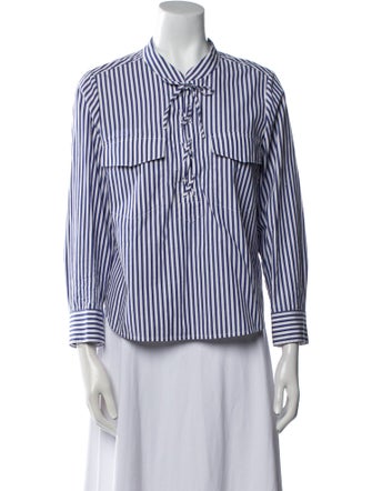 Veronica Beard Striped Long Sleeve Blouse