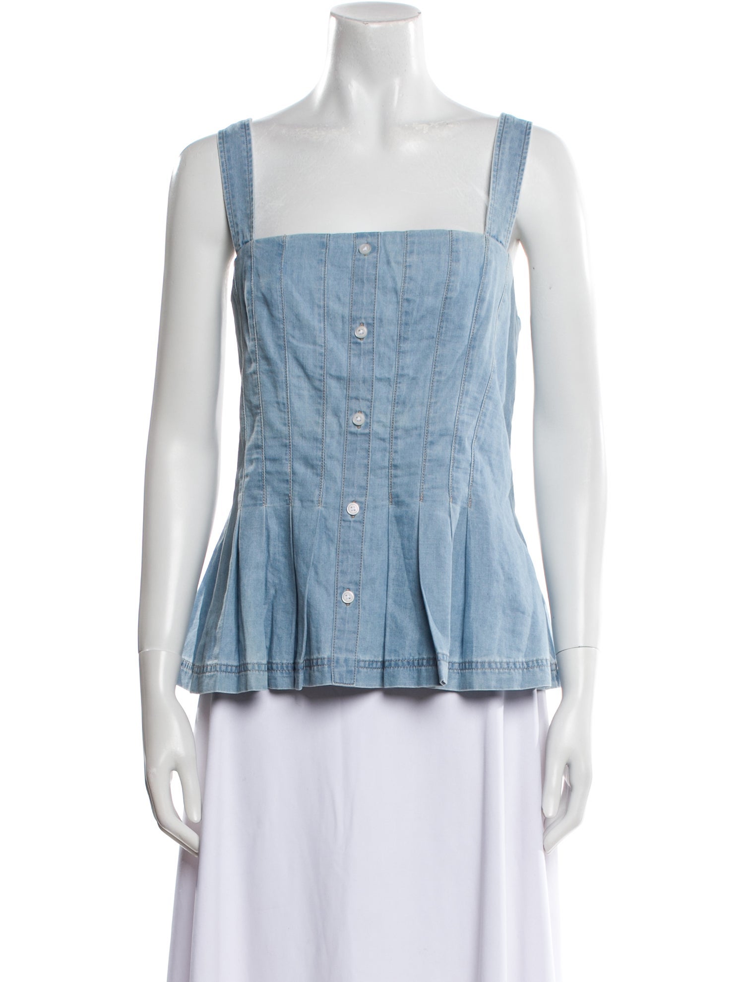 Veronica Beard Chambray Square Neckline Top w/ Tags