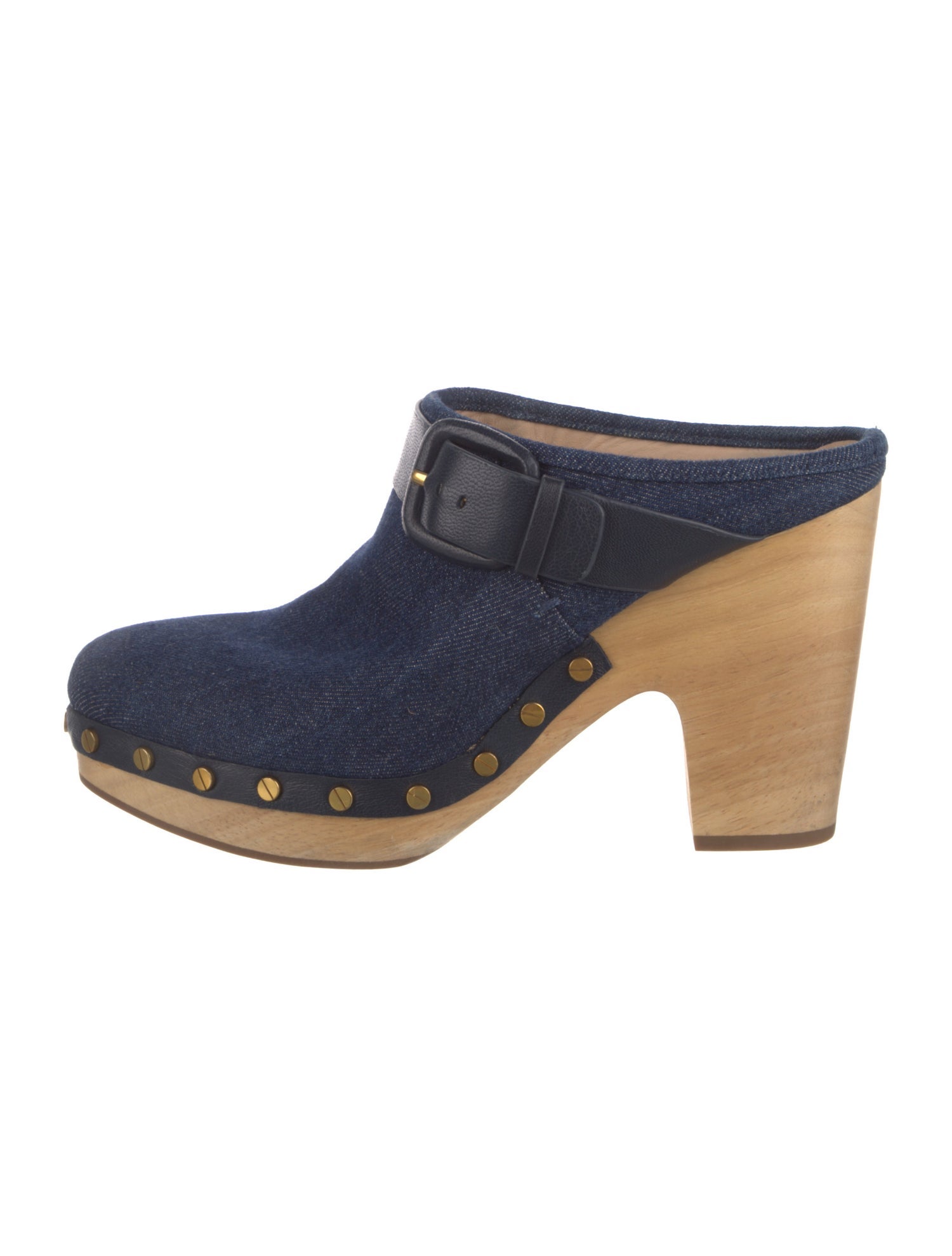 Veronica Beard Denim Studded Accents Mules